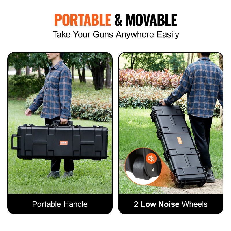 Kovakotelo PP-muovista kahdelle kiväärille vesitiivis pyörillä 1042x352x91 mm