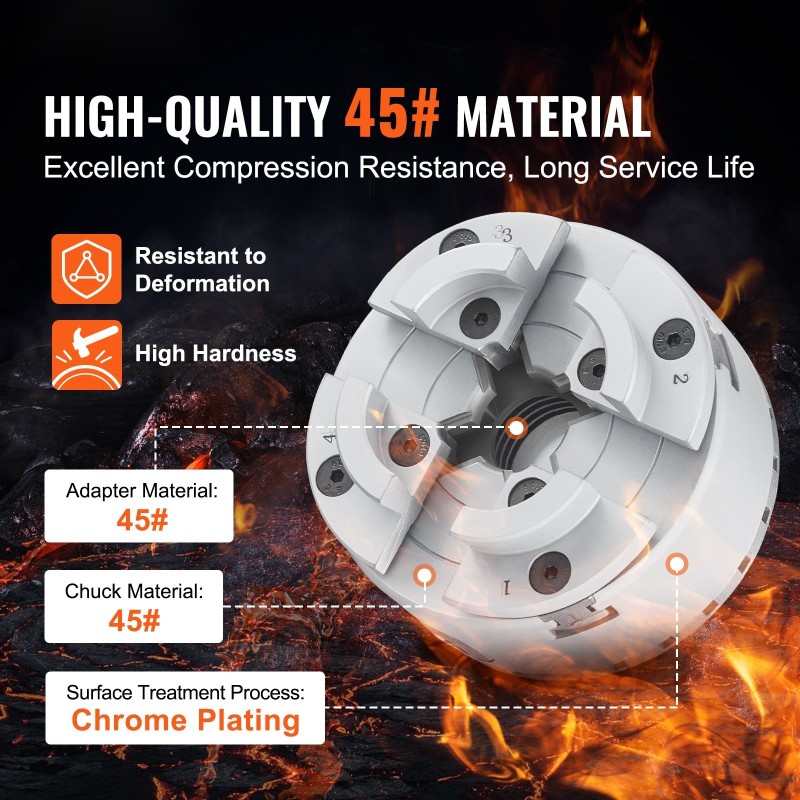 Istukka 4-leukainen itsekeskittävä 96 mm 45-teräs 5 leukasarjaa