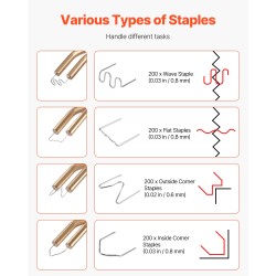Muovihitsauspistooli 100 W 800 kpl kuumia niittejä LED-valolla puskureille kajakeille