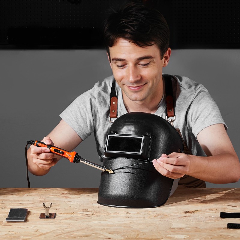 Muovihitsauskolvi kaksoisteho 60/100 W 3 kärkeä 20 hitsauspuikkoa metallinen teline