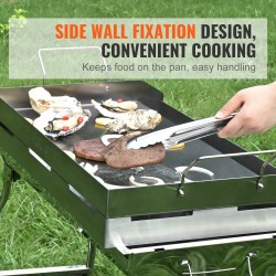 Liesitasogrilli ruostumattomasta teräksestä 587x395 mm esimaustettu tarttumaton kahvoilla kaasuliesille