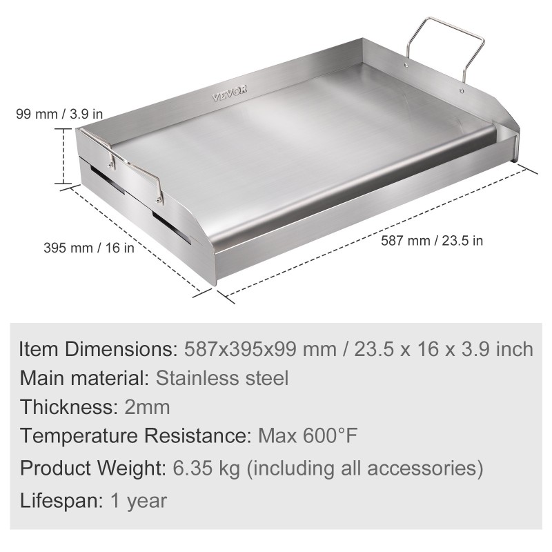 Liesitasogrilli ruostumattomasta teräksestä 587x395 mm esimaustettu tarttumaton kahvoilla kaasuliesille