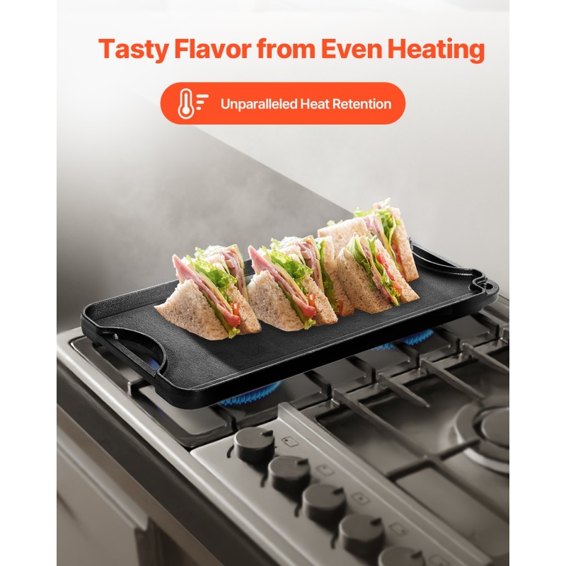 Valurautaparila 20x10 tuumaa esimaustettu kaksipuolinen kahvallinen musta