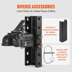 Perävaunun yhteen taottu vetokytkinpakkaus valurauta 5-asentoinen kanavakiinnike 2-5/16 tuuman vetokuula 6804 kg