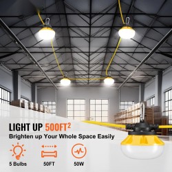 Rakennustyömaan ketjuvalosarja 15,24 metriä 5 lamppua 50 wattia vesitiivis 5000 lumenia