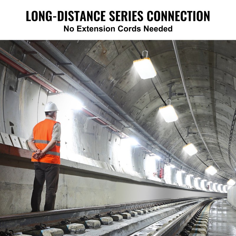 Rakennustyömaan ketjuvalo 15,24 m 5 lamppua 75W IP65 7500 lumenia 5000–5500K