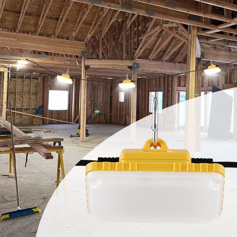 Työmaavalosarja 30,5 m 10 lamppua 150W 15000 lumenia roiskevesisuojattu 5000–5500K yhdistettävissä