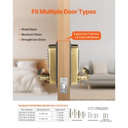 Mekaaninen näppäinlukko 14 näppäintä kahvalla sinkkiseosrunko säänkestävä oville 35–65 mm