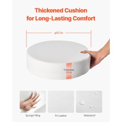 Pyörillä varustettu korkeussäädettävä jakkara keinonahkainen metallijalusta valkoinen