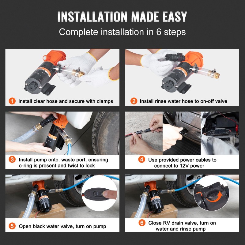 Siirrettävä 12 voltin silppupumppu matkailuautoihin 75 millimetrin sisääntulo 3 metrin nostokorkeus