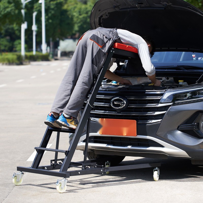 Auton yläpuolelta käytettävä teräksinen huoltotaso säädettävä 1219–1930 mm 181 kg kantavuudella