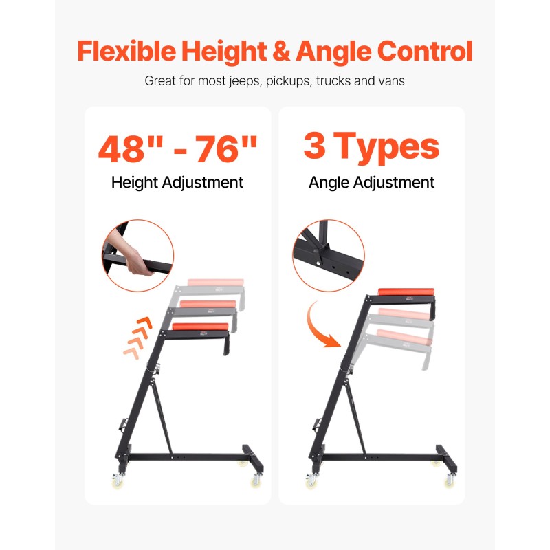 Pehmustettu säädettävä huoltotaso moottoritilalle teräsrunko 1260–1920 mm kantavuus 400 paunaa