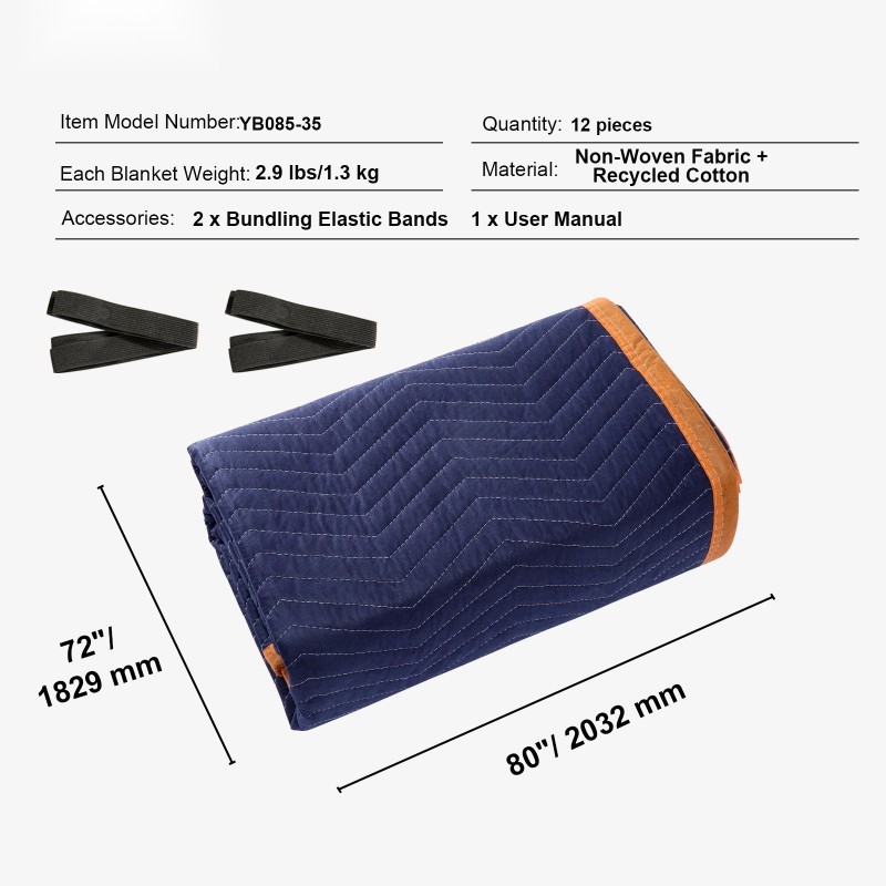 Muuttosuojauspeite neuloskangas kierrätetty puuvilla 203 x 183 cm 12 kpl huonekalujen suojaukseen