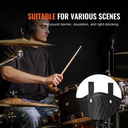 Äänieristävä peite polyesterikankaasta 243,8 x 203,2 cm kolmikerroksinen musta 9 purjerengasta
