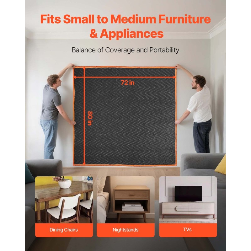 Pehmustetut muuttosuojapeitteet 6 kpl 2032 x 1829 mm kuitukangas puuvillatäytteellä