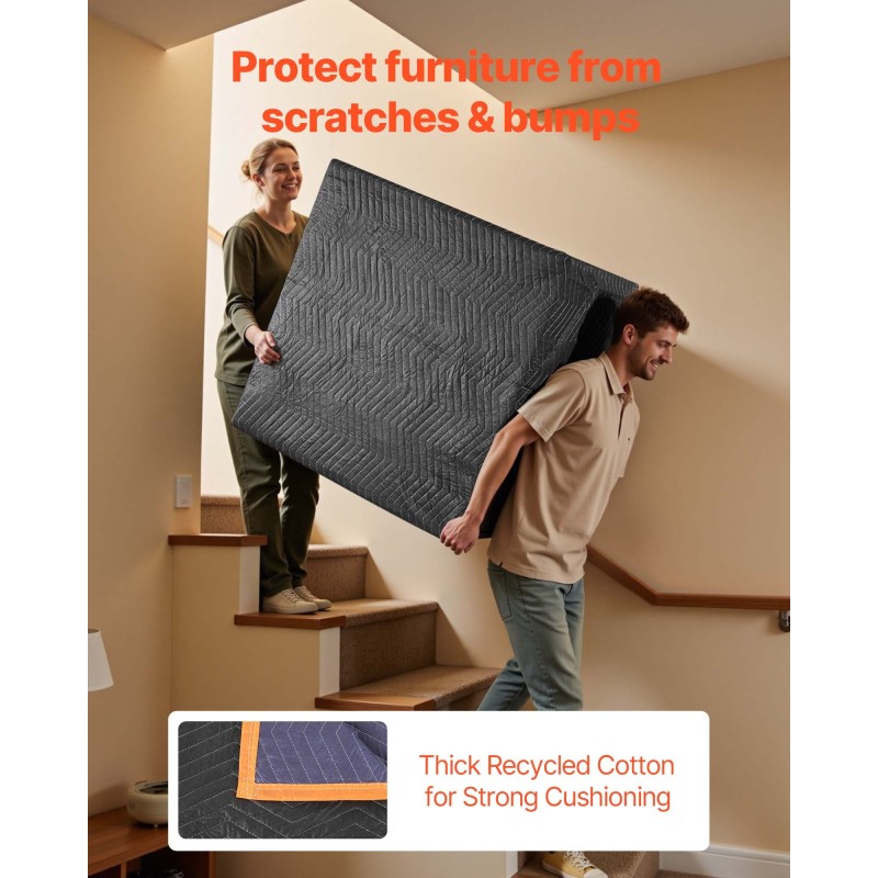 Muuttosuojapeitteet 6 kpl 1829×1016 mm kierrätetyllä puuvillatäytteellä kuitukankaasta tikatulla pinnalla