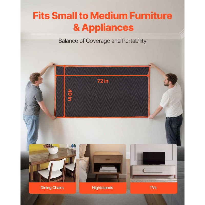 Muuttosuojapeitteet 6 kpl 1829×1016 mm kierrätetyllä puuvillatäytteellä kuitukankaasta tikatulla pinnalla