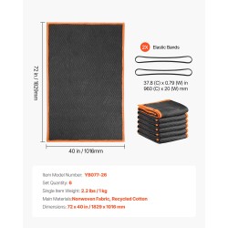 Muuttosuojapeitteet 6 kpl 1829×1016 mm kierrätetyllä puuvillatäytteellä kuitukankaasta tikatulla pinnalla