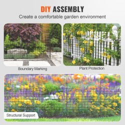 Metallinen puutarha-aita hiiliteräs 75×93 cm 5 kpl musta lemmikkien suojaksi