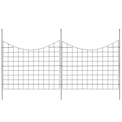 Metallinen puutarha-aita hiiliteräs 75×93 cm 5 kpl musta lemmikkien suojaksi
