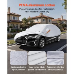 Auton suojapeite PEVA-alumiinikalvolla puuvillavuorella keskikokoisille sedaneille hopeanvärinen