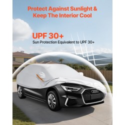 Auton suojapeite PEVA-alumiinikalvolla puuvillavuorella keskikokoisille sedaneille hopeanvärinen