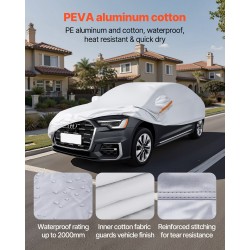 Auton suojapeite PEVA alumiinikalvo puuvillavuori täyskokoisille eurooppalaisille sedan-autoille vesitiivis hopea vasen