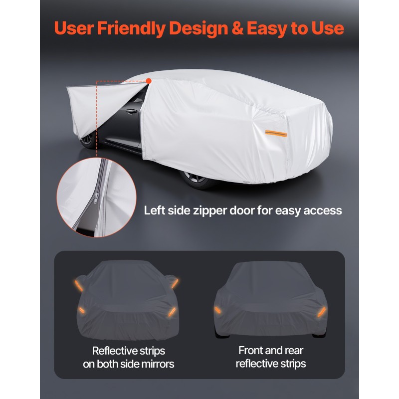 Auton suojapeite PEVA alumiinikalvo puuvillavuori täyskokoisille eurooppalaisille sedan-autoille vesitiivis hopea vasen