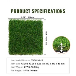 Tekonurmilaatat PP-PE-materiaali 18 kpl 305x305 mm lukkoponttirakenne vedenpoisto sisä- ja ulkokäyttö