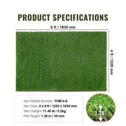 Tekonurmimatto polypropeeni ja polyeteeni 1,2×1,8 m nukkakorkeus 35 mm vedenpoistoaukoilla