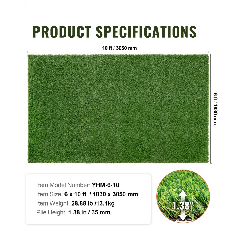 Keinonurmi polypropeeni polyeteeni 1,8 x 3 m 35 mm