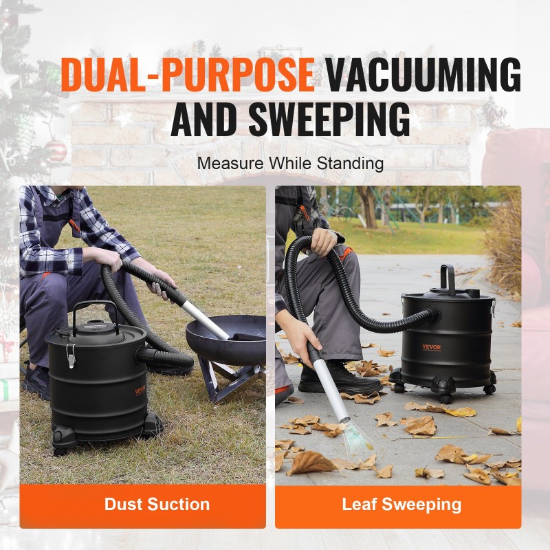 Tuhkaimuri sähkökäyttöinen 1200 W 20 l HEPA-suodatin 1,2 m metalliletku tulisijoille