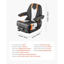 Trukin istuin Q235 teräsrunko PVC päällinen säädettävällä jousituksella ja turvavyöllä