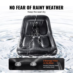 Työkoneen istuin PVC-päällisellä 160–340 mm kiinnitysuralle mikroturvakytkimellä kaksoisvedenpoistoaukoilla