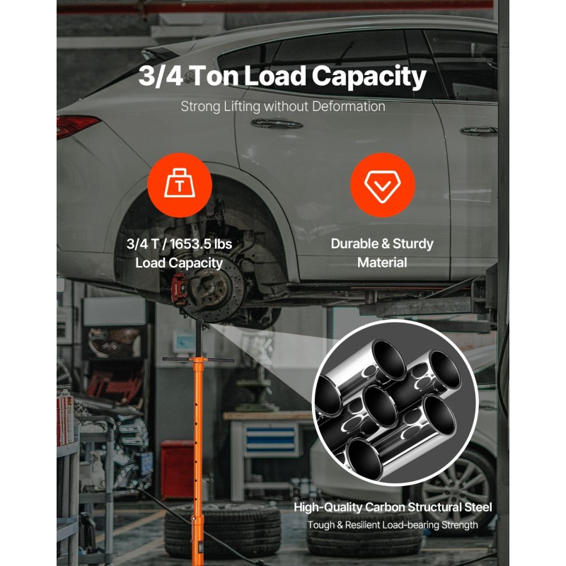 Alustanostimen tuki teräs 0,75 t kantavuus säädettävä korkeus 975–1915 mm kaksi pyörää
