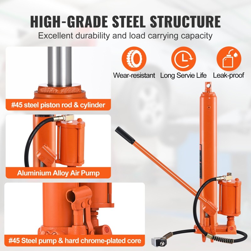 Hydraulinen pitkä tunkki teräs 8 t nostoalue 660–1170 mm kaksipumppujärjestelmä