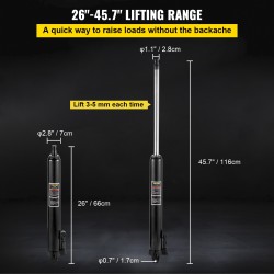 Hydraulinen pitkämäntäinen teräsrunkoinen tunkki 3 tonnin nostokyky 66-116 cm yksimäntäisellä pumpulla niveljalalla
