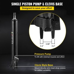 Hydraulinen pitkämäntäinen teräsrunkoinen tunkki 3 tonnin nostokyky 66-116 cm yksimäntäisellä pumpulla niveljalalla