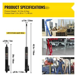 Hydraulinen pitkämäntäinen teräsrunkoinen tunkki 3 tonnin nostokyky 66-116 cm yksimäntäisellä pumpulla niveljalalla