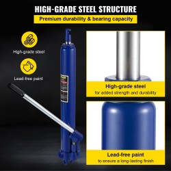 Hydraulinen pitkämäntäinen tunkki 8 tonnin nostokyky teräsrakenne yksimäntäinen pumppu 66–116 cm nostokorkeus