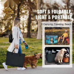 Taitettava lemmikkiaitaus 600D Oxford-kankaasta 1117×1117×609 mm sisä- ja ulkokäyttöön lukittavalla vetoketjulla