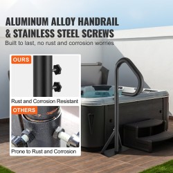 Kylpytynnyrin alumiininen kaide 360 asteen kääntyvä korkeussäädettävä 88,9–144,8 cm