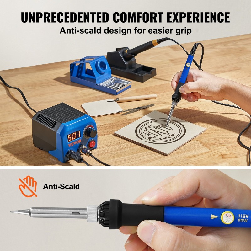 Puupolttosetti kaksi polttokynää kaksi lähtöporttia säädettävä 250–700°C digitaalinen näyttö 23 langankärkeä