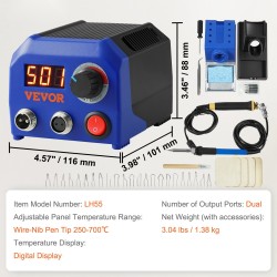 Puupolttosetti kaksi polttokynää kaksi lähtöporttia säädettävä 250–700°C digitaalinen näyttö 23 langankärkeä