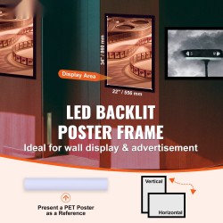 LED-julistekehys alumiinirunko akryylilevy 874x570 mm magneettikiinnitys seinäkiinnitys säädettävä kirkkaus