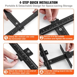 Säädettävä alumiininen kaappavedinten jigi keskipisteen merkkauspiikillä käsikiristimillä oveen ja laatikoihin