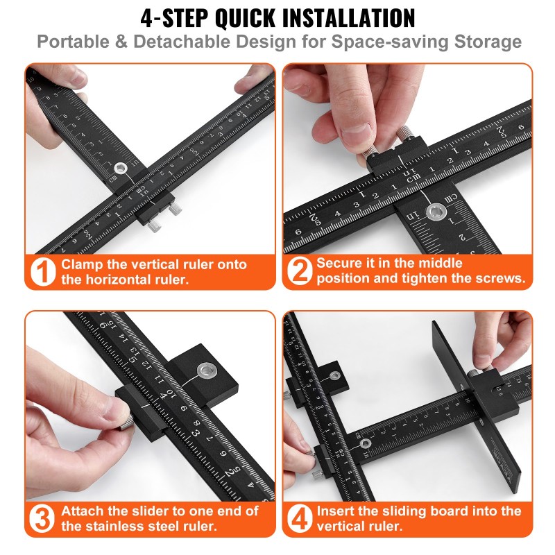 Säädettävä alumiininen kaappavedinten jigi keskipisteen merkkauspiikillä käsikiristimillä oveen ja laatikoihin