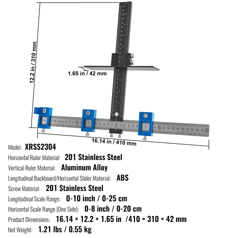 Vetimien asennusjigi säädettävä alumiiniseos ja ruostumaton teräs keskipistotyökalulla