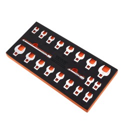 Lukkopääavainsarja 3/8 vetokanta 20-osainen lujateräs metriset 10–22 mm tuumakoot 3/8–7/8 EVA-alusta