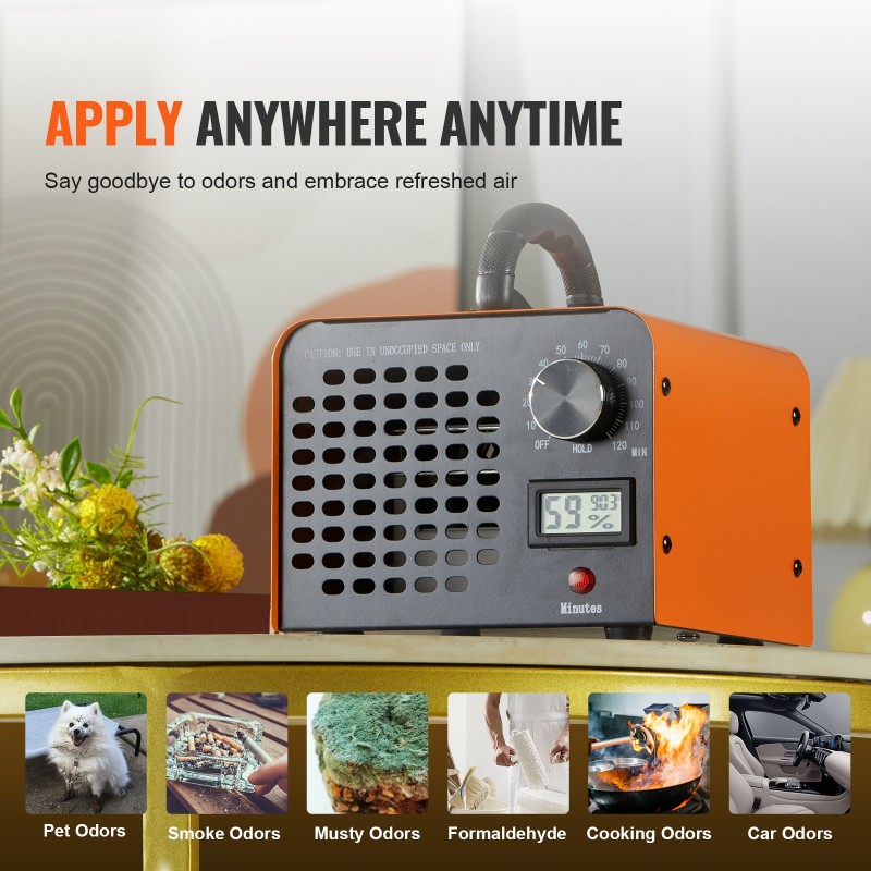 Otsonigeneraattori 12000 mg/h ajastin 0–120 min pestävä suodatin